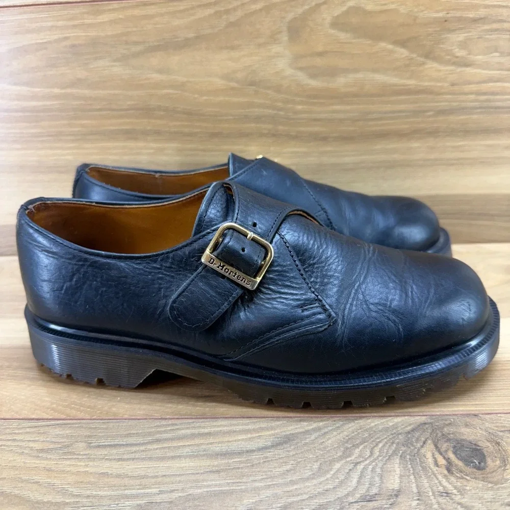 Dr Martens Vintage Y2K Monk Strap Oxfords Womens 8 UK 6 Black Lug Chunky ENGLAND